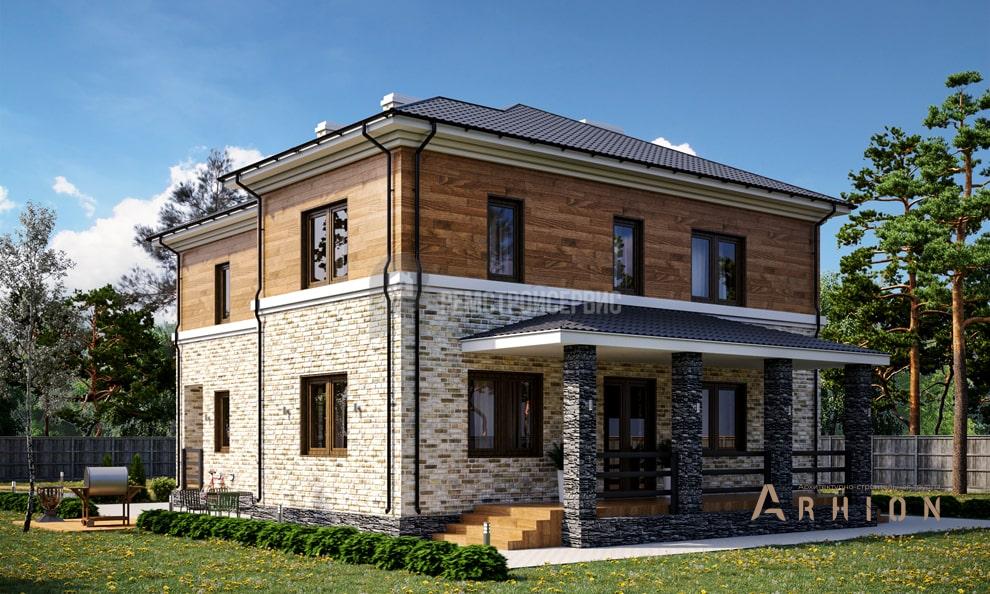 3. Проект двухэтажного дома в современном стиле с четырехскатной, t-42-01, площадью - 204 кв c терассой